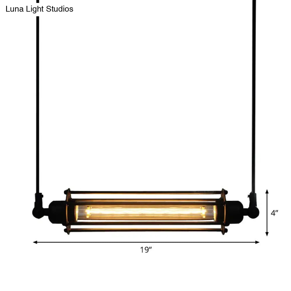 Industrial Iron 1-Light Black Pendant - Tube Kitchen Bar Suspension Light Fixture