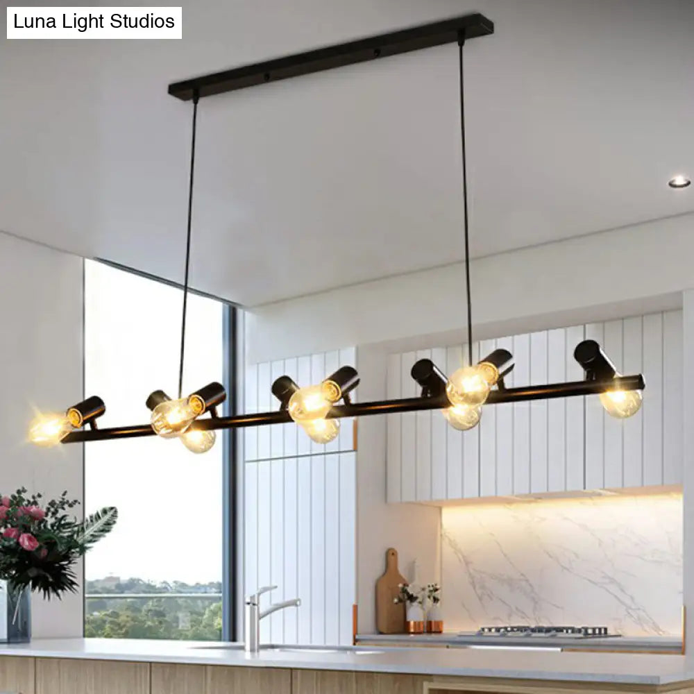 Industrial Iron Ceiling Light: Black Naked Bulb Pendant Spotlight For Dining Room Island