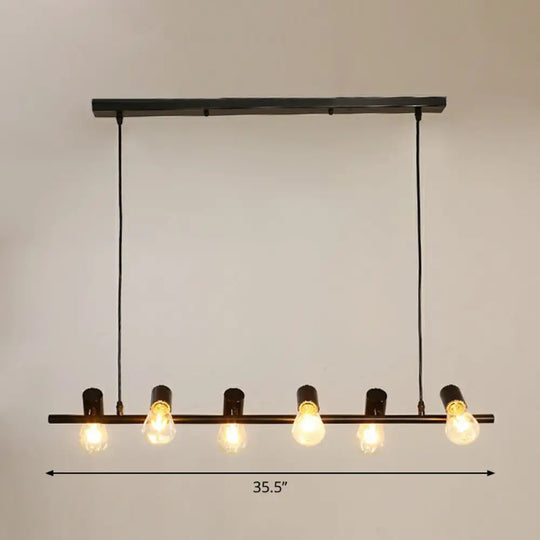 Industrial Iron Ceiling Light: Black Naked Bulb Pendant Spotlight For Dining Room Island 6 /