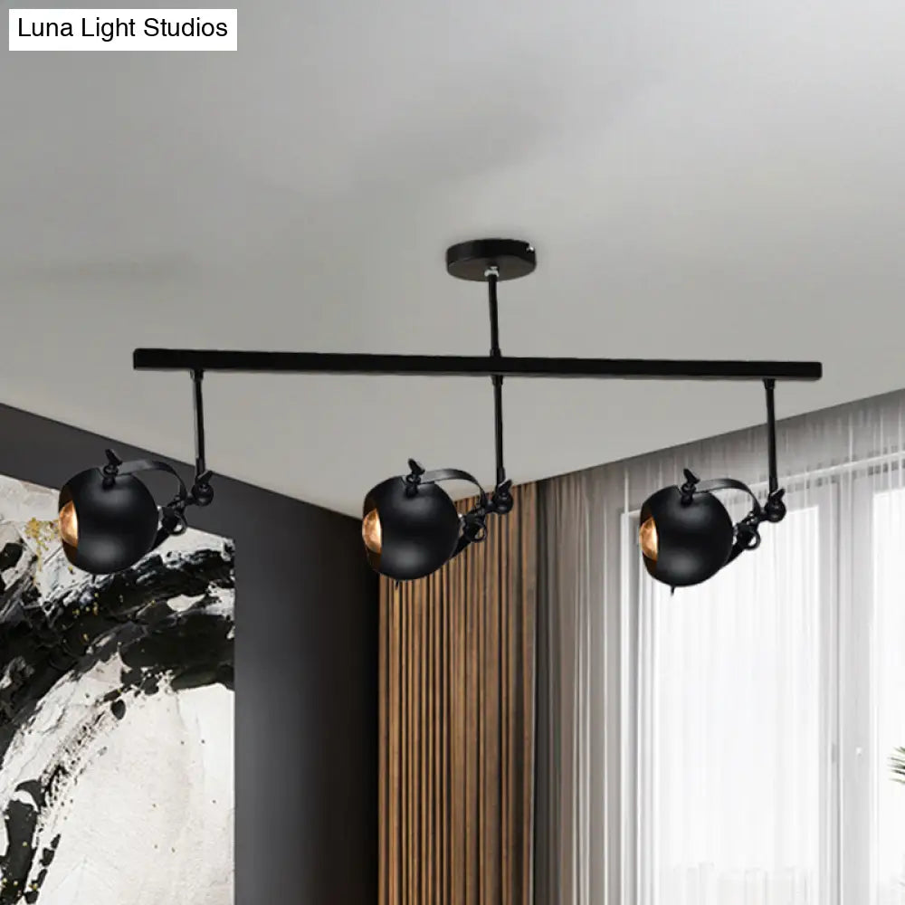 Industrial Iron Dome Restaurant Semi Flush Mount Ceiling Light Fixture With Linear Design - 2/3