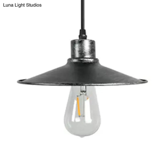 Industrial Iron Flared Shade Pendant Ceiling Light - Antique Brass/Rust Finish Ideal For Dining