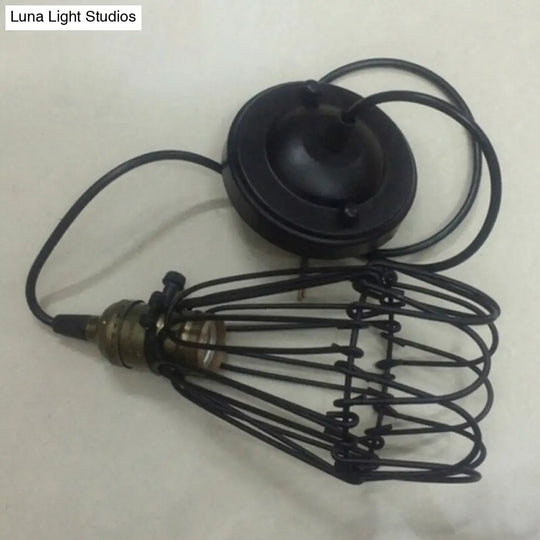 Industrial Flower Pendant Light For Bar And Ceiling Black / With Switch