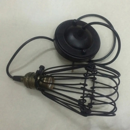 Industrial Iron Flower Pendant Light Ceiling Fixture For Bar - Hanging Cord Included Black / With