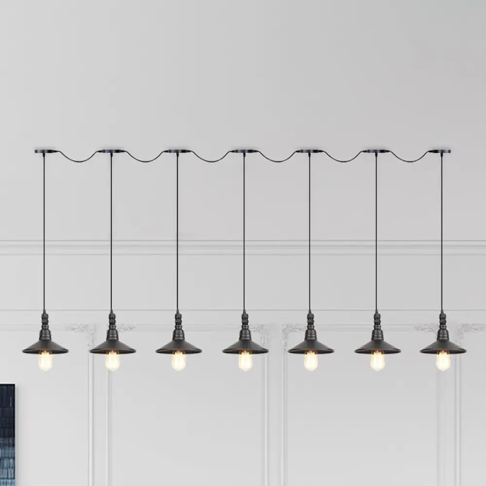 Industrial Iron Multi Head Pendant Light In Black Finishing 7 / Lighting