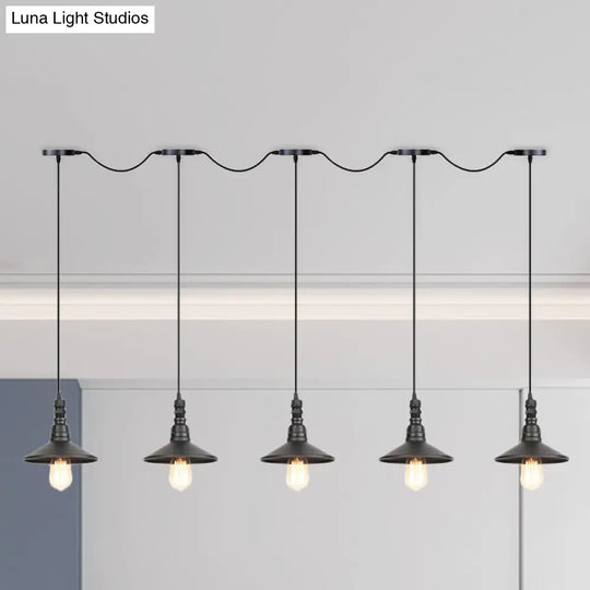 Industrial Iron Multi Head Pendant Light In Black Finishing 5 / Lighting