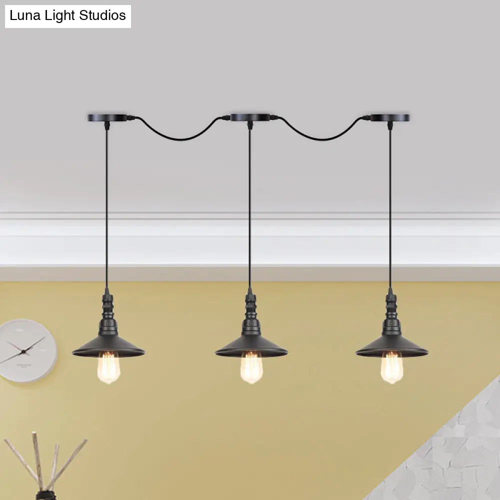 Industrial Iron Multi Head Pendant Light In Black Finishing Lighting