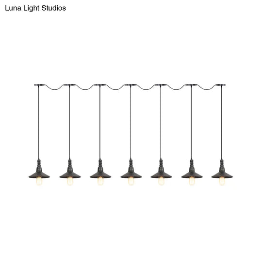 Industrial Iron Multi Head Pendant Light In Black Finishing Lighting