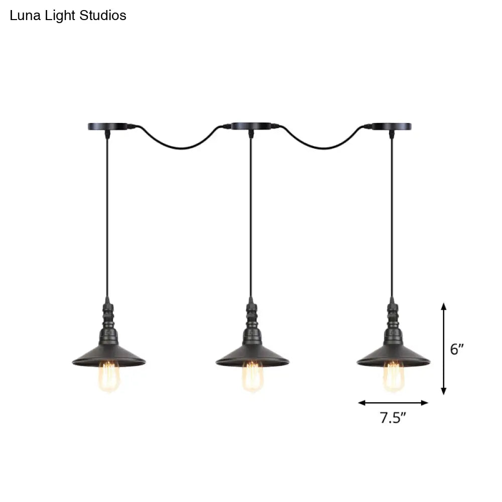 Industrial Iron Multi Head Pendant Light In Black Finishing Lighting