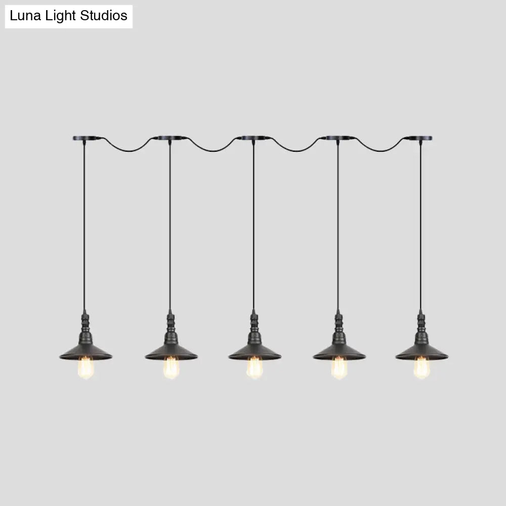 Industrial Iron Multi Head Pendant Light In Black Finishing Lighting