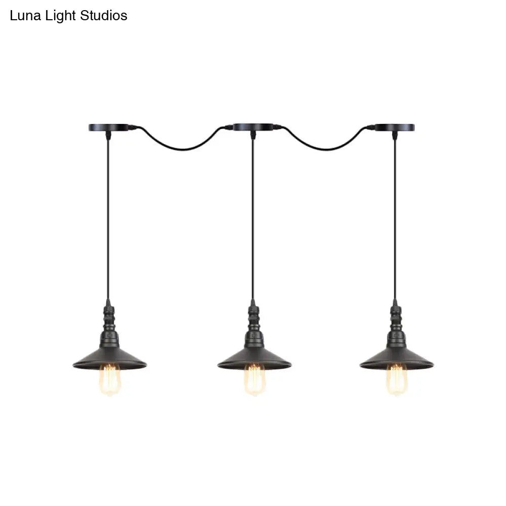 Industrial Iron Multi Head Pendant Light In Black Finishing Lighting