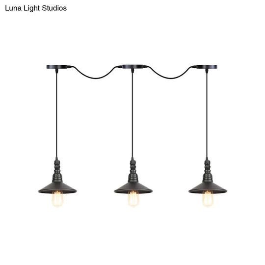 Industrial Iron Multi Head Pendant Light In Black Finishing Lighting