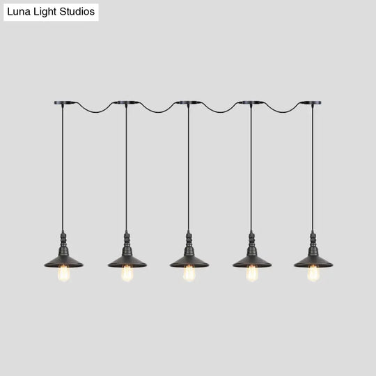 Industrial Iron Multi Head Pendant Light In Black Finishing Lighting