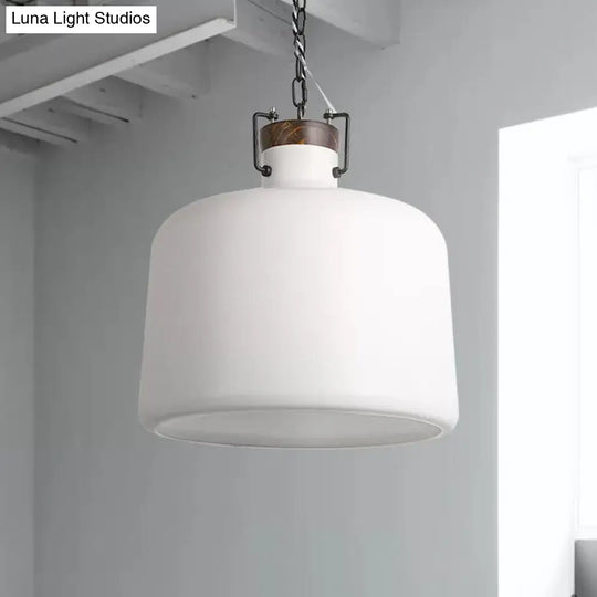 Industrial Iron Bucket Pendant Light Fixture - 1 Bulb Black/White Ceiling Lamp