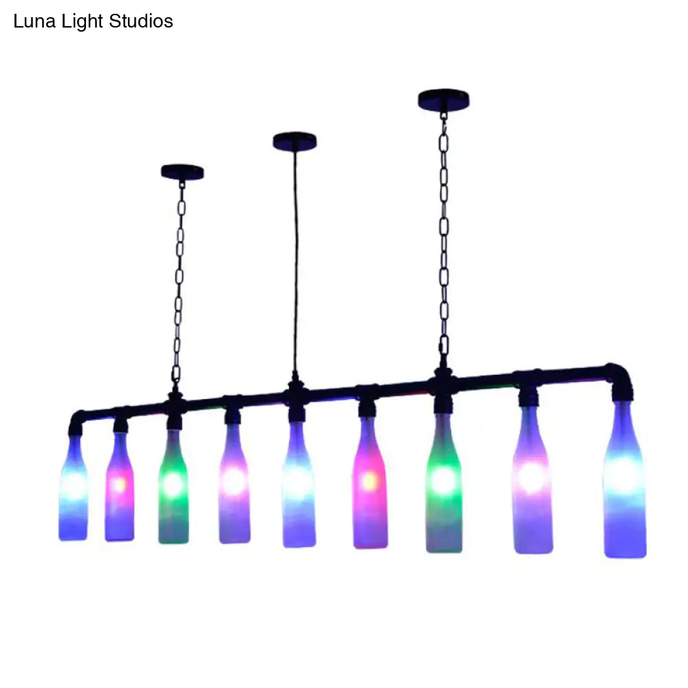 Industrial Iron Pipe Wine Bottle Pendant Light - Multi-Color Island Lamps