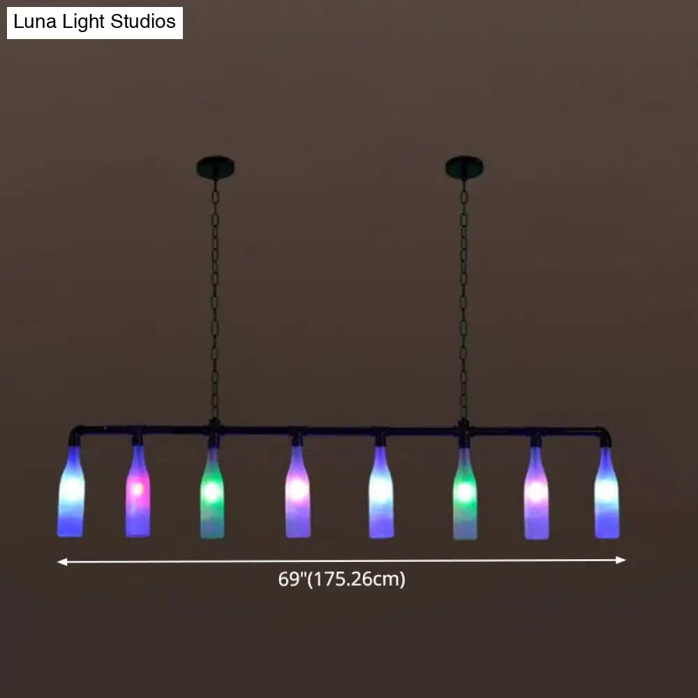 Industrial Iron Pipe Wine Bottle Pendant Light - Multi-Color Island Lamps