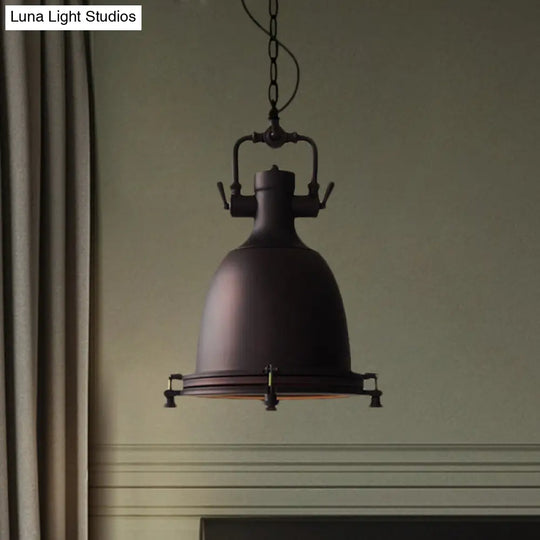 Industrial Iron Pot Pendant Light - Matte Black Single Hanging Lamp Kit For Dining Table