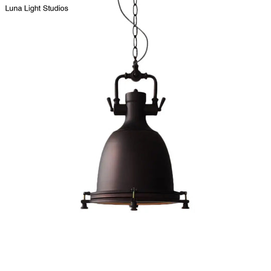 Industrial Iron Pot Pendant Light - Matte Black Single Hanging Lamp Kit For Dining Table
