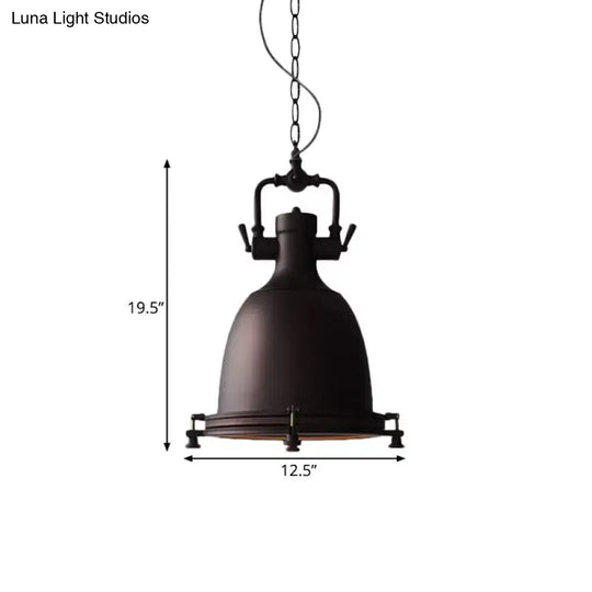 Industrial Iron Matte Black Pot Pendant Ceiling Light Single Dining Table Hanging Lamp Kit 12.5/16