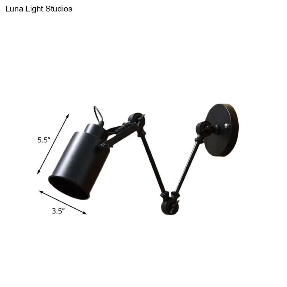 Industrial Iron Swing Arm Wall Sconce Lamp - Black Corridor Lighting