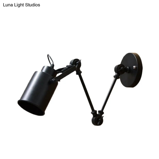 Industrial Iron Swing Arm Wall Sconce Lamp - Black Corridor Lighting