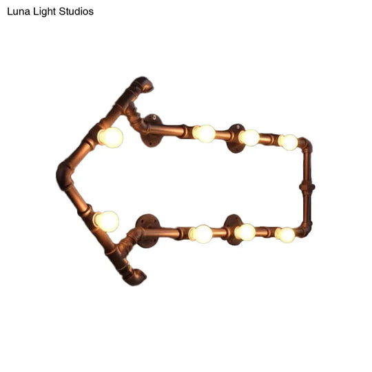 Industrial Iron Wall Sconce With Black/Copper Arrow Design & 8 Lights Living Room Book Rack Light