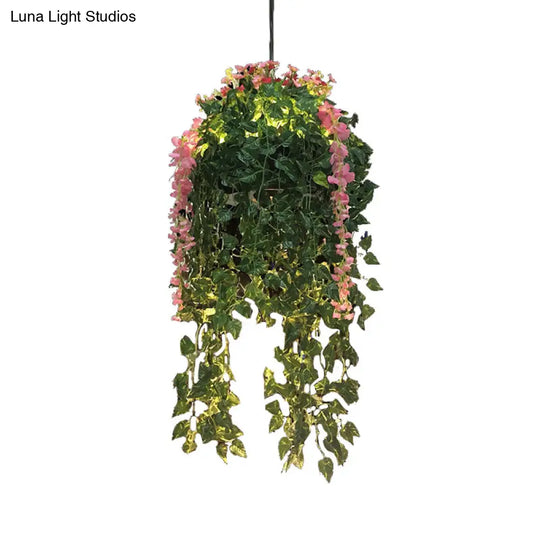 Industrial Led Pendant Lamp In Vibrant Pink Green And Purple For Bistro - Burst/Barn/Birdcage Plant