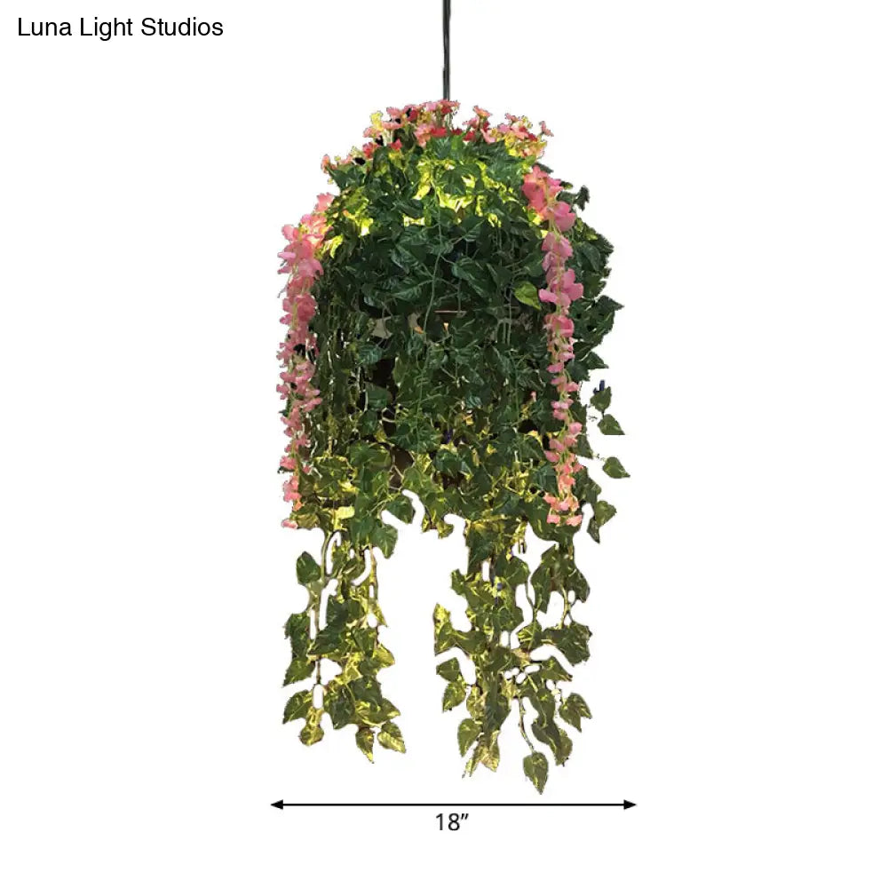 Industrial Led Pendant Lamp In Vibrant Pink Green And Purple For Bistro - Burst/Barn/Birdcage Plant