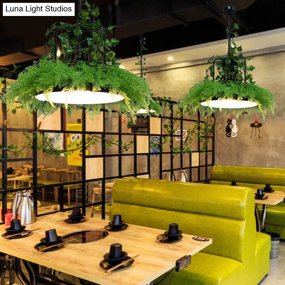 Industrial Led Pendant Lamp In Vibrant Pink Green And Purple For Bistro - Burst/Barn/Birdcage Plant