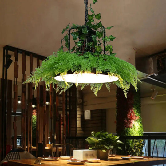 Industrial Led Pendant Lamp In Burst/Barn/Birdcage Design Pink/Green/Purple Finish Iron For Bistro