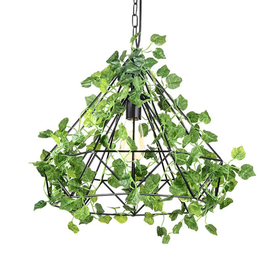 Industrial Led Pendant Lighting With Iron Cage In Black 4W/6W Ideal For Restaurant And Plant Décor