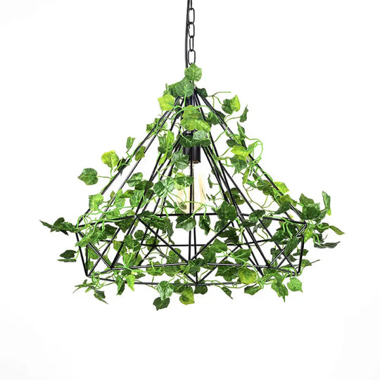 Industrial Led Pendant Lighting With Iron Cage In Black 4W/6W Ideal For Restaurant And Plant Décor