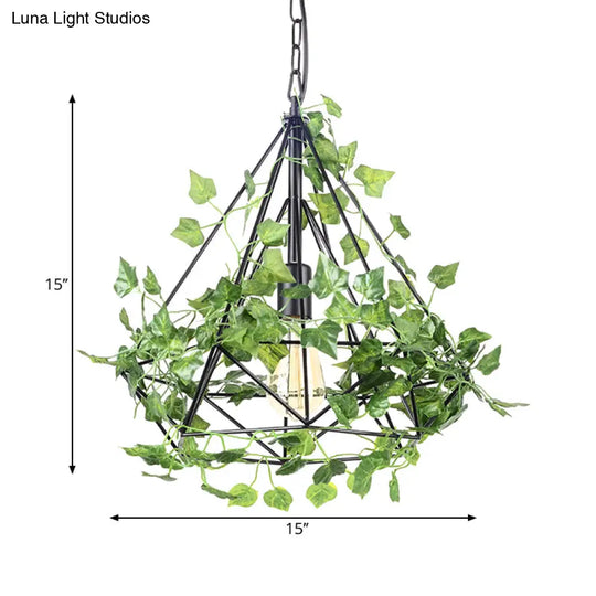 Industrial Led Pendant Lighting With Iron Cage In Black 4W/6W Ideal For Restaurant And Plant Décor