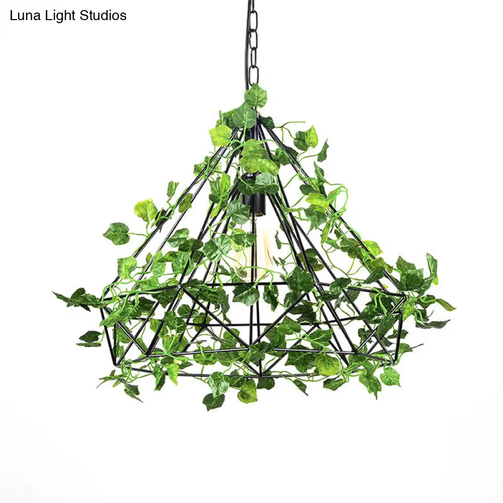 Industrial Led Pendant Lighting With Diamond Iron Cage In Black - 4W/6W Ideal For Restaurants Or