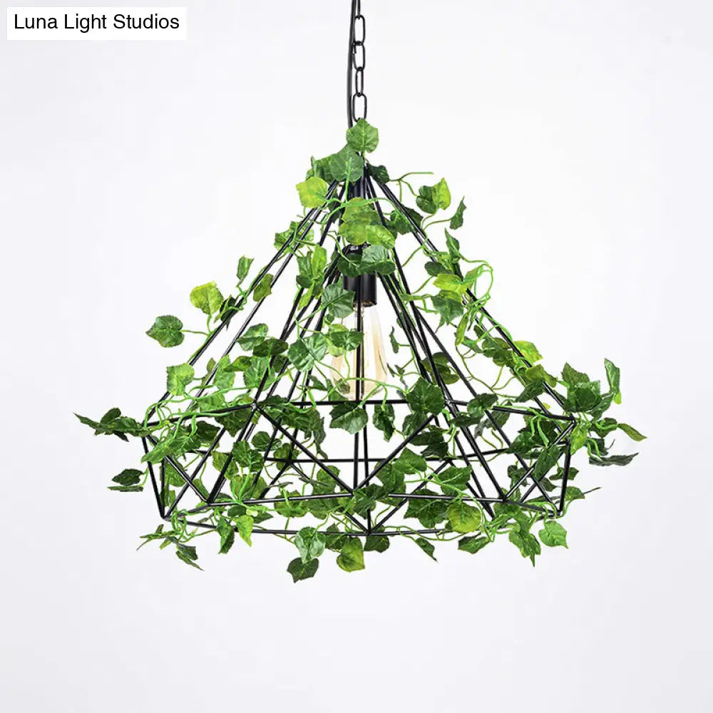 Industrial Led Pendant Lighting With Iron Cage In Black 4W/6W Ideal For Restaurant And Plant Décor