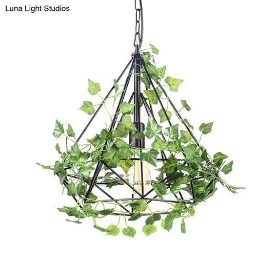 Industrial Led Pendant Lighting With Diamond Iron Cage In Black - 4W/6W Ideal For Restaurants Or