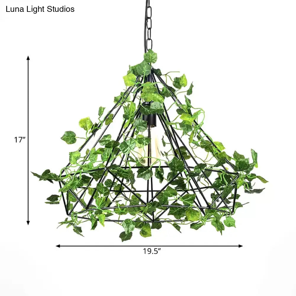 Industrial Led Pendant Lighting With Iron Cage In Black 4W/6W Ideal For Restaurant And Plant Décor
