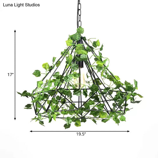 Industrial Led Pendant Lighting With Iron Cage In Black 4W/6W Ideal For Restaurant And Plant Décor