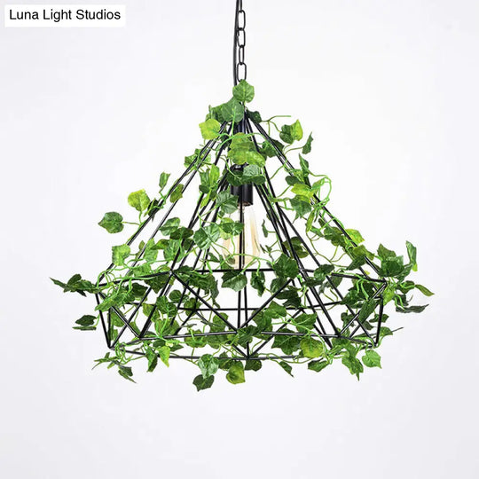 Industrial Led Pendant Lighting With Diamond Iron Cage In Black - 4W/6W Ideal For Restaurants Or