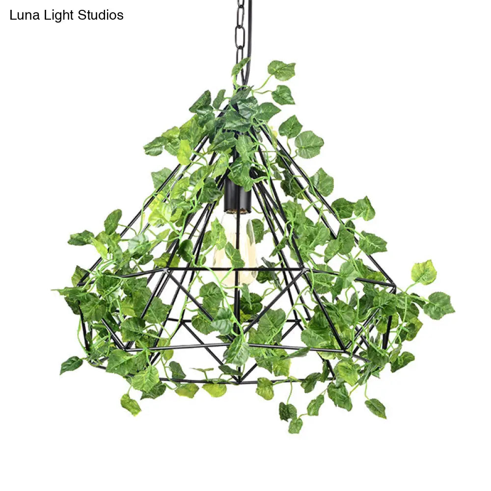 Industrial Led Pendant Lighting With Diamond Iron Cage In Black - 4W/6W Ideal For Restaurants Or