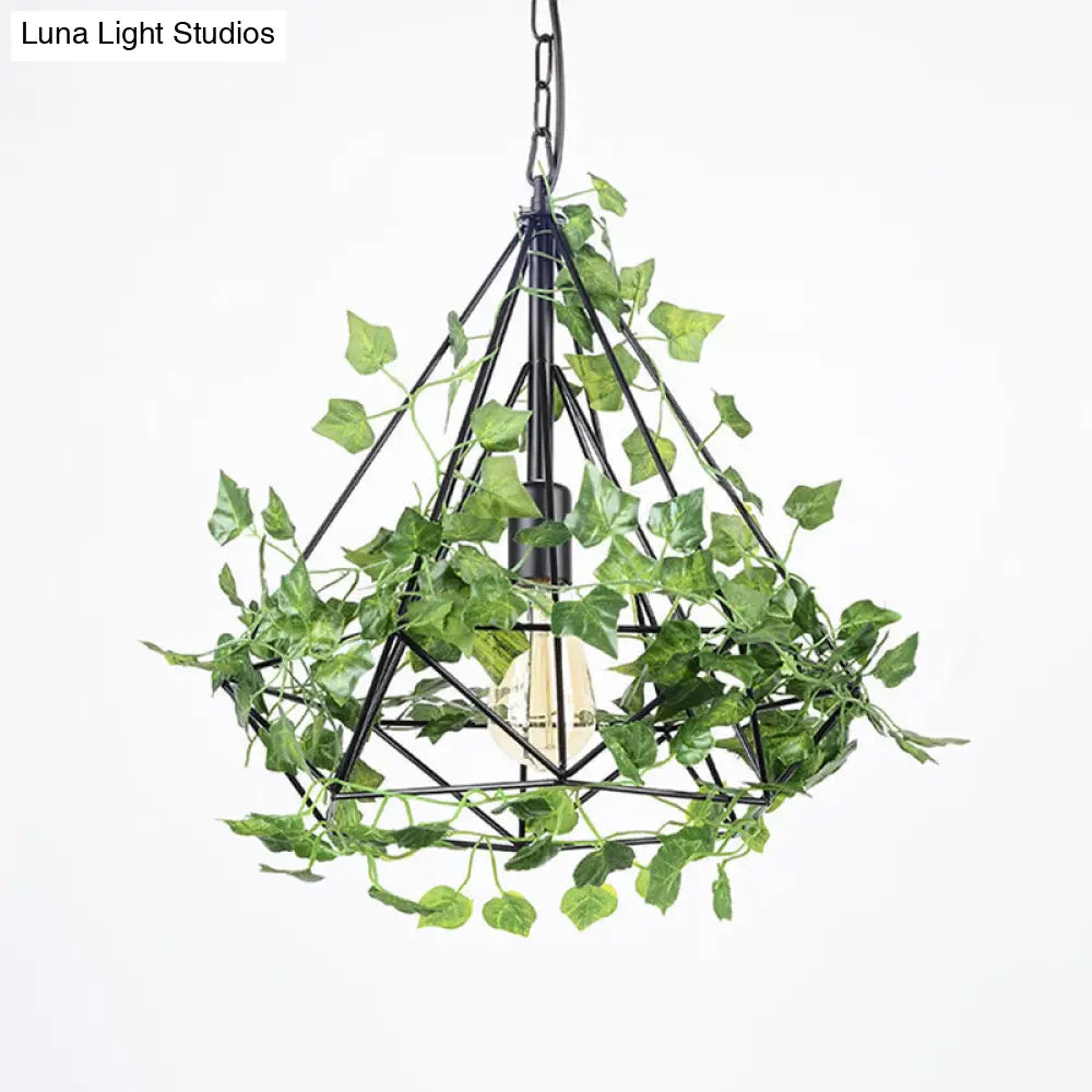 Industrial Led Pendant Lighting With Iron Cage In Black 4W/6W Ideal For Restaurant And Plant Décor