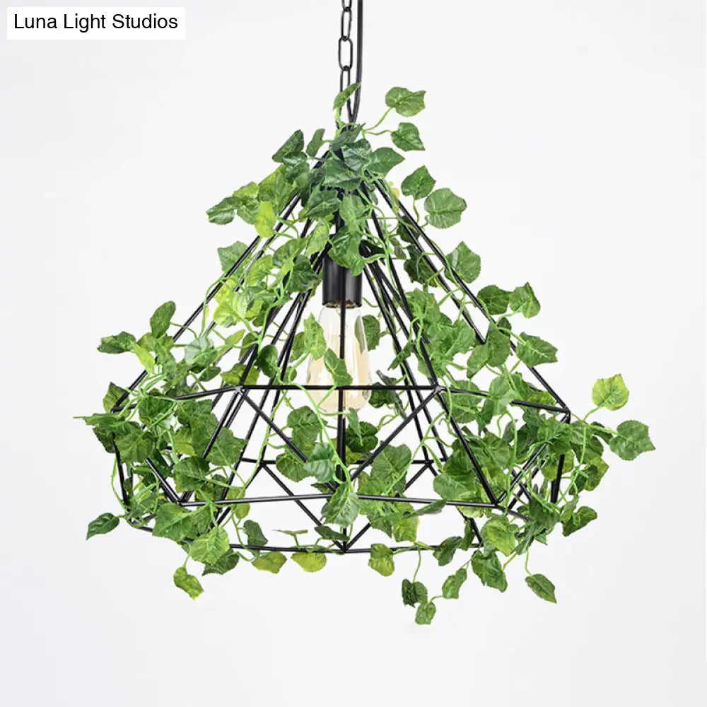 Industrial Led Pendant Lighting With Diamond Iron Cage In Black - 4W/6W Ideal For Restaurants Or