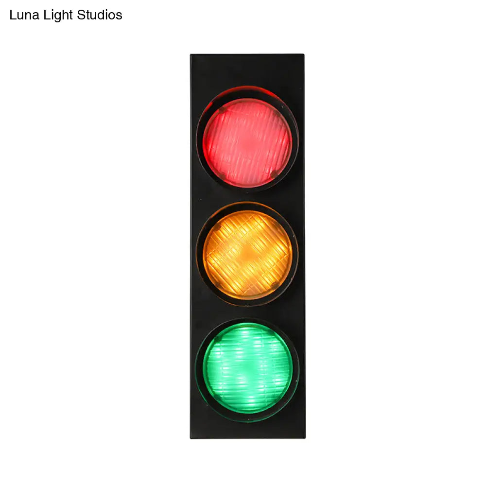 Industrial Led Wall Lighting - Creative Traffic Light Mount With 3 Black Lights Perfect For Bars