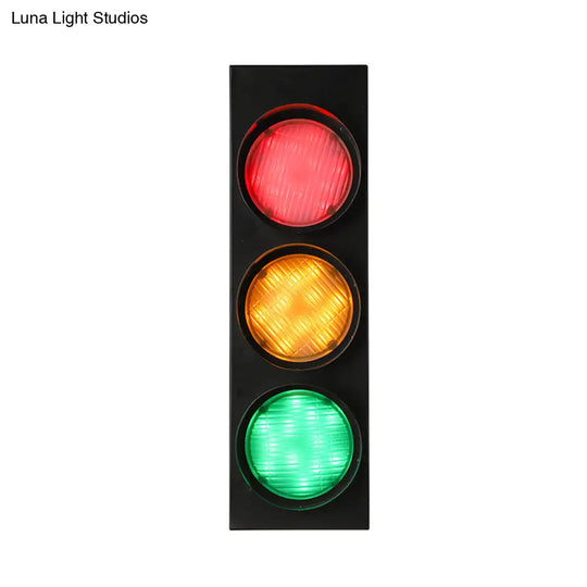 Industrial Led Wall Lighting - Creative Traffic Light Mount With 3 Black Lights Perfect For Bars