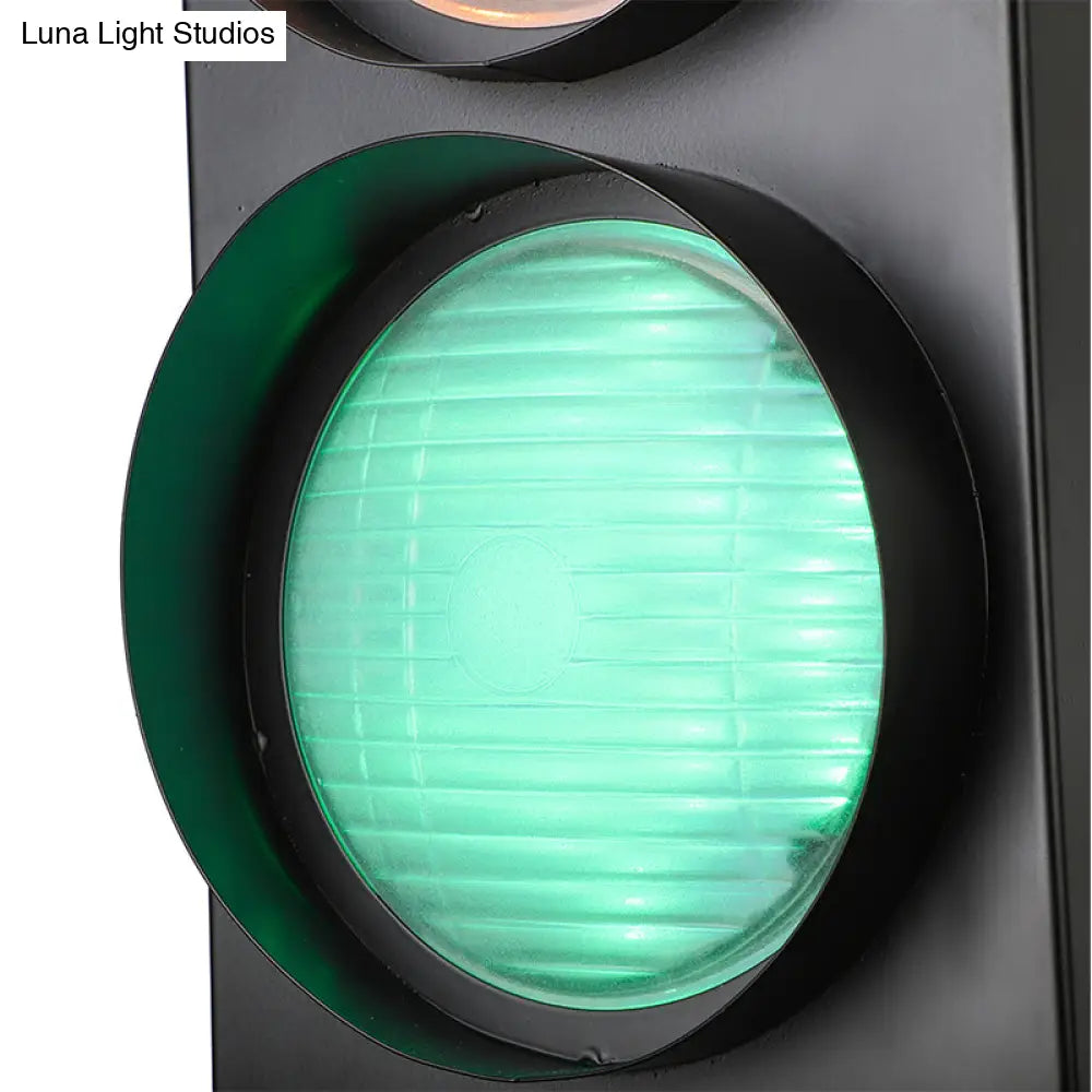 Industrial Led Wall Lighting - Creative Traffic Light Mount With 3 Black Lights Perfect For Bars