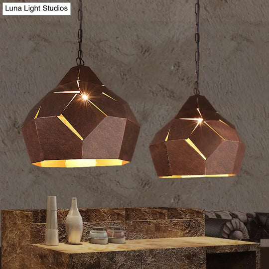 Industrial Loft 1-Light Wrought Iron Pendant Lamp In Rust For Restaurants