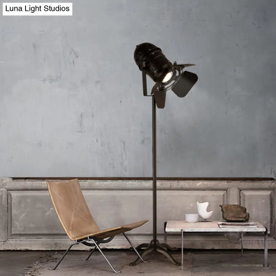 Industrial Loft Mini Spot Floor Lamp In Black With Shade Studio Lighting Solution 1 Light Metallic