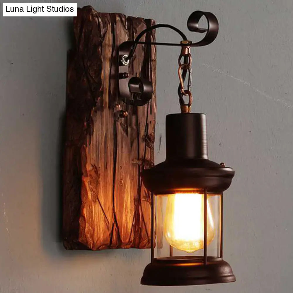 Industrial Loft Wall Mounted Wooden Light - Stylish Lighting Solution For Corridor Restaurant