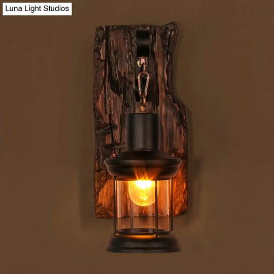 Industrial Loft Wall Mounted Wooden Light - Stylish Lighting Solution For Corridor Restaurant