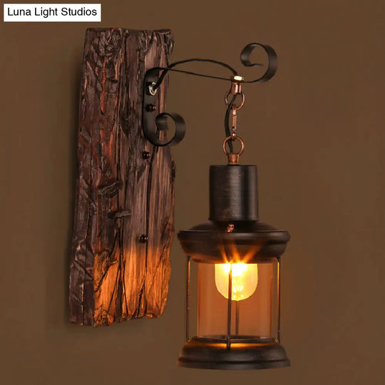 Industrial Loft Wall Mounted Wooden Light - Stylish Lighting Solution For Corridor Restaurant