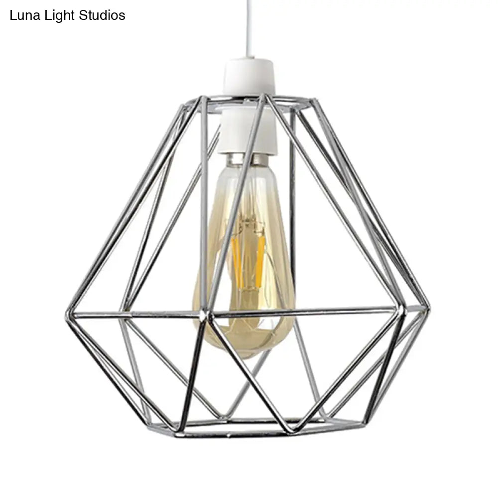 Industrial Loft Yellow/White Wire Frame Hanging Pendant Light - Modern Metal Lamp For Living Room